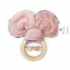 Maple Teether and Rattle - Pastel Rose, Jean